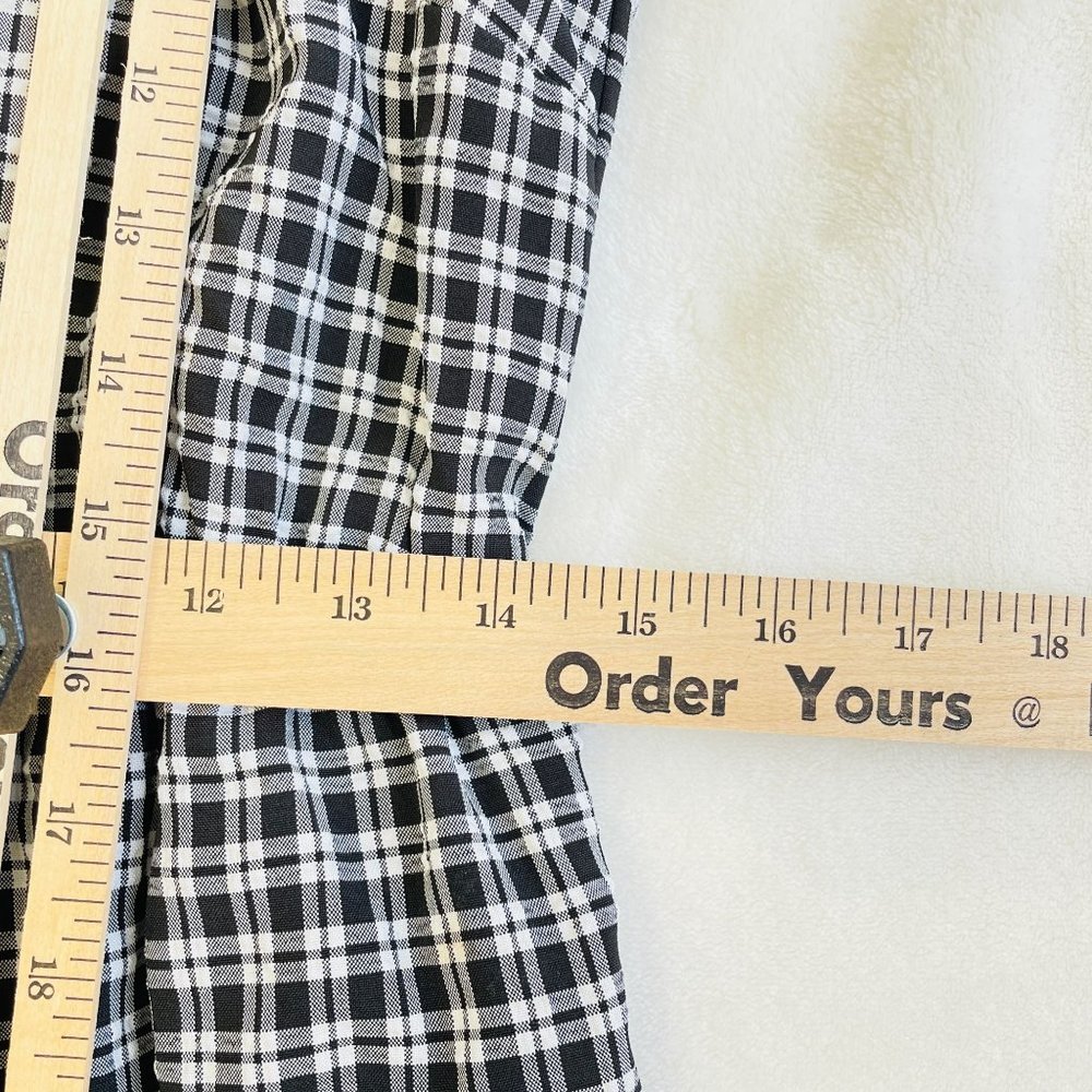 Donna Morgan Midi Dress Size 10 Tiered Dress Plaid Black White Sleeveless New - Picture 11 of 13